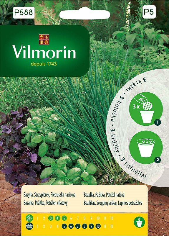 Bazalka, pažitka a petržel naťová na výsevním kolečku (Vilmorin) Bazalka, pažitka a petržel naťová na výsevním kolečku (Vilmorin)