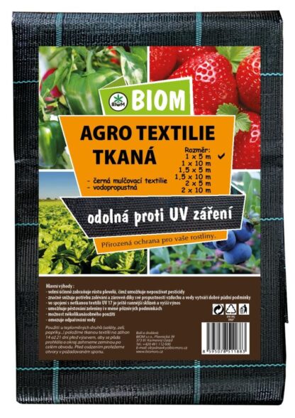 Agro textilie tkaná - černá, mulčovací, odolná proti UV záření, 1 x 5 m (BIOM)