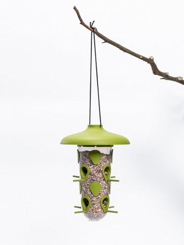 Krmítko pro venkovní ptactvo Robin - sada 2v1, zelená barva, zásobník na sypkou směs (ukázka)