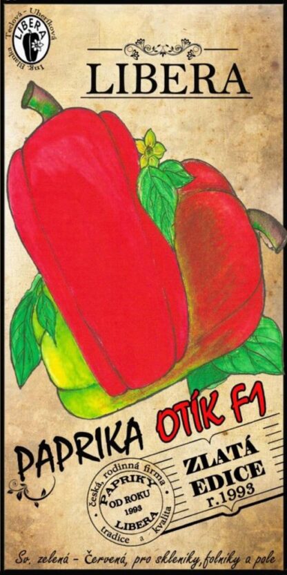 Paprika zeleninová Otík F1 - Zlatá edice, kvadratická, sladká, světlezelená-červená (Libera)