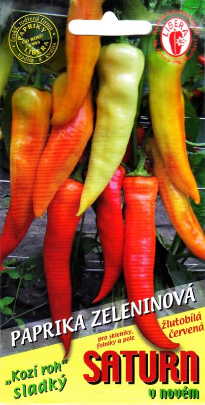 Paprika zeleninová Saturn - kozí roh, sladká, žlutobílá-červená (Libera)