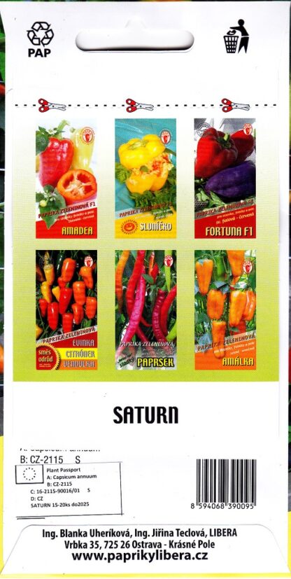 Paprika zeleninová Saturn - kozí roh, sladká, žlutobílá-červená (pěstování)