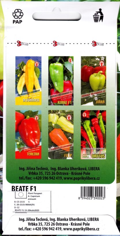 Paprika zeleninová Beate F1 - sladká, žlutozelená-červená (pěstování)