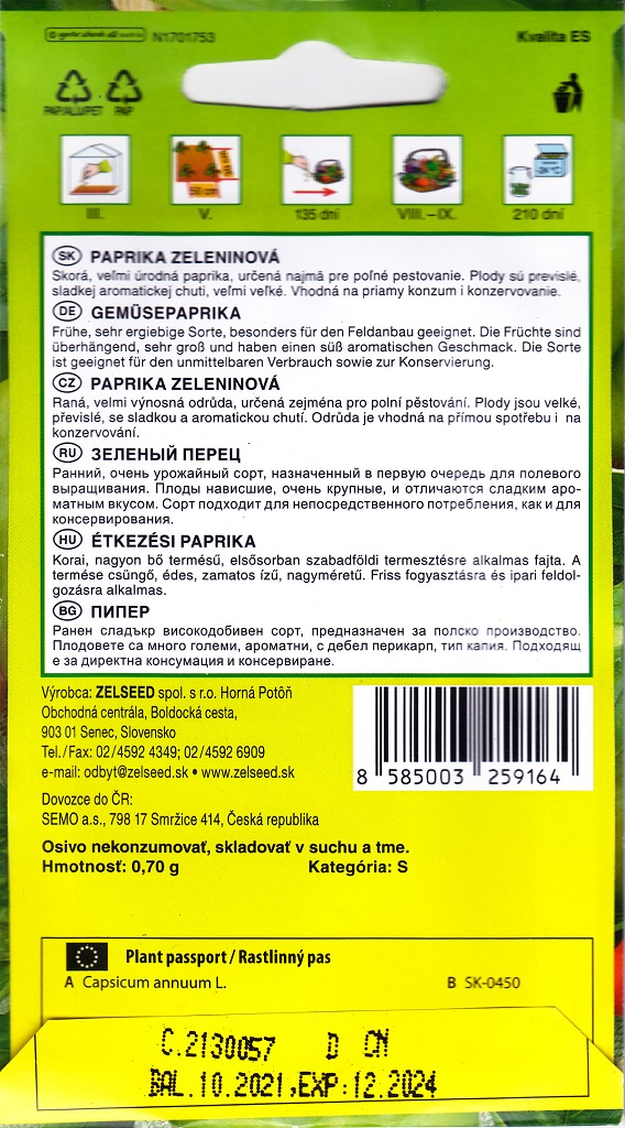 Paprika zeleninová Petra - velká, sladká, zelená-červená, kápie, polní (pěstování) Paprika zeleninová Petra - velká, sladká, zelená-červená, kápie, polní (pěstování)