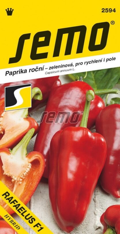 Paprika roční Rafaelus F1 - kápie, jehlan, silnostěnná, zelená-tmavěčervená (Semo)