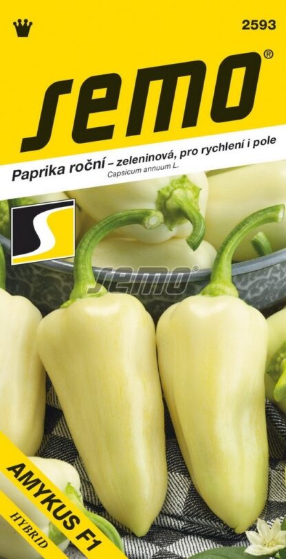 Paprika roční Amykus F1 - silnostěnná, jehlan, smetanově bílá (Semo)