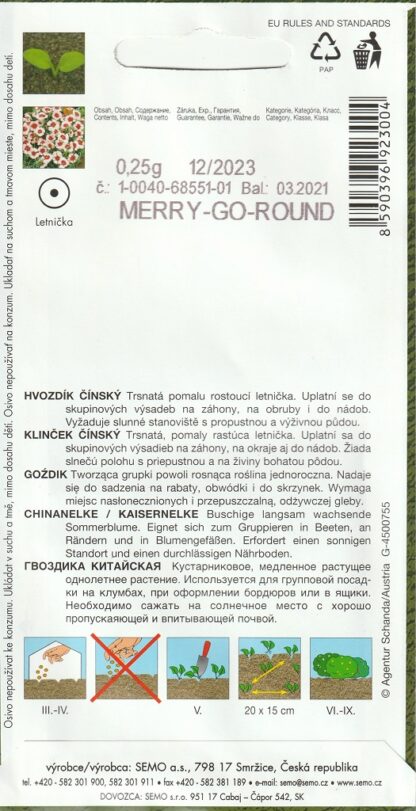 Hvozdík čínský Merry Go Round - šarlatovo-bílý (pěstování)