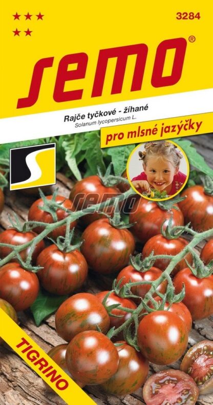 Rajče tyčkové Tigrino - žíhané, třešňové, zeleno-hnědé (Semo)