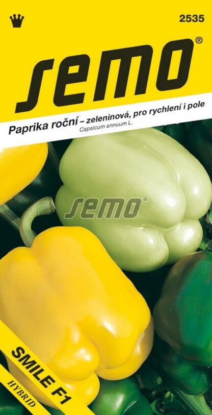 Paprika roční Smile F1 - zeleninová, kvadratická, tmavězelená-žlutá (Semo)