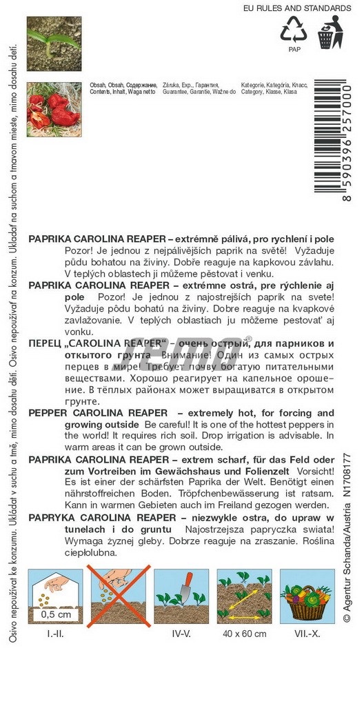 Paprika čínská Carolina Reaper - extrémně silně pálivá, červená (pěstování) Paprika čínská Carolina Reaper - extrémně silně pálivá, červená (pěstování)