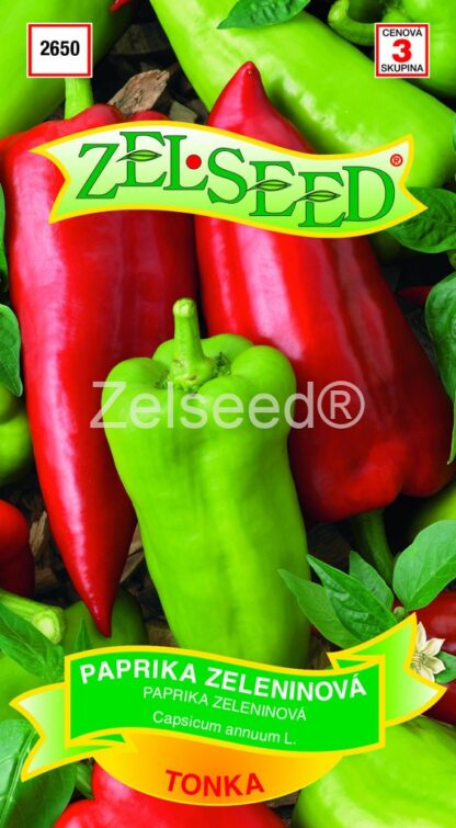 Paprika zeleninová Tonka - zelená-červená, kapie, polní (Zelseed)