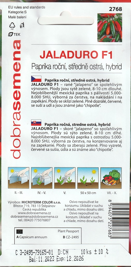 Paprika roční Jaladuro F1 - výnosné Jalapeño, středně pálivá, zelená-červená (pěstování)-cervena_pestovani Paprika roční Jaladuro F1 - výnosné Jalapeño, středně pálivá, zelená-červená (pěstování)