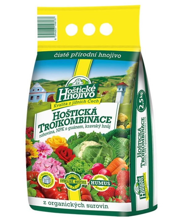 Hoštická trojkombinace - rohovina, NPK s guánem, kravský hnůj, 2,5 kg (Forestina)-5kg Hoštická trojkombinace - rohovina, NPK s guánem, kravský hnůj, 2,5 kg (Forestina)