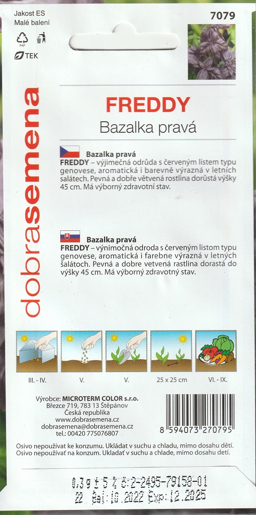 Bazalka pravá Freddy - červená, typ Genovese (pěstování) Bazalka pravá Freddy - červená, typ Genovese (pěstování)