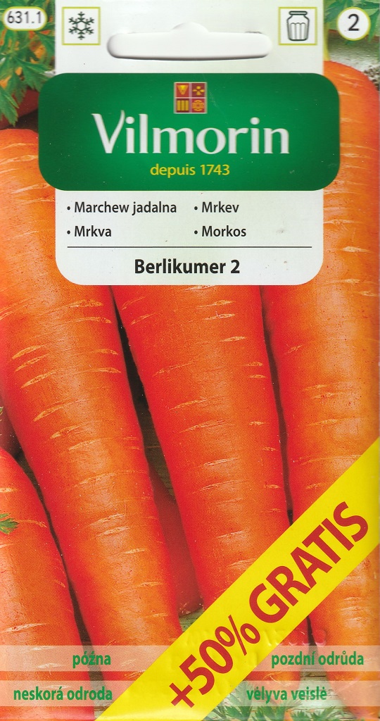 Mrkev Berlikumer 2 - pozdní, o 50 % větší balení (Vilmorin) Mrkev Berlikumer 2 - pozdní, o 50 % větší balení (Vilmorin)