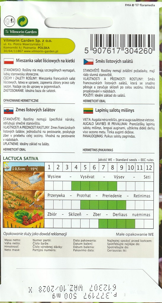 Směs listových salátů - Sweet Mesclun (pěstování) Směs listových salátů - Sweet Mesclun (pěstování)