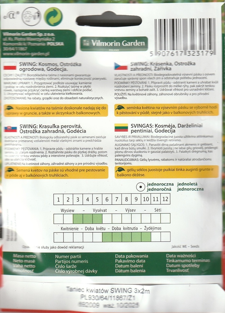 Květinový tanec Swing - kolekce květin na výsevném pásku (pěstování)