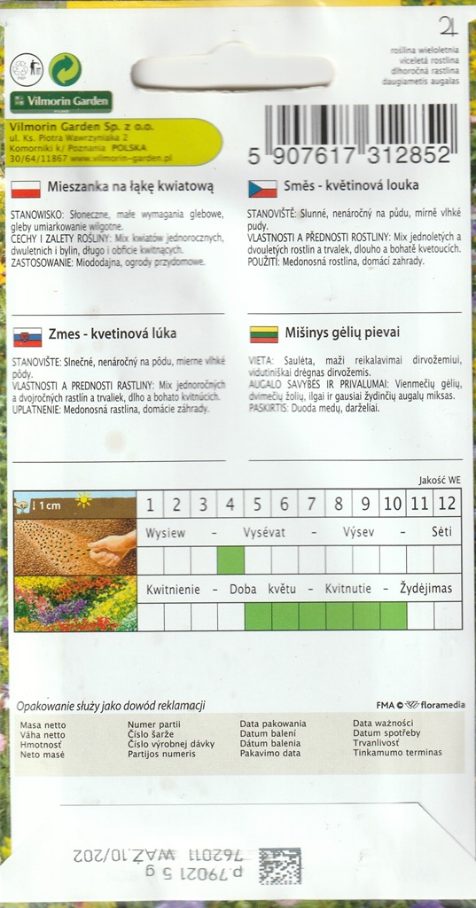 Směs rostlin - květinová louka (pěstování) Směs rostlin - květinová louka (pěstování)