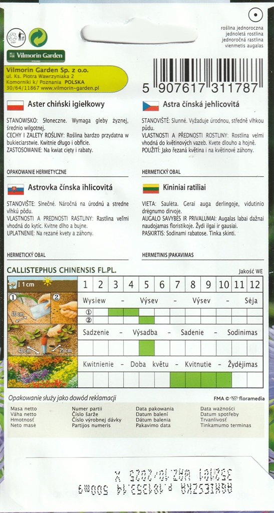 Astra čínská jehlicovitá Agnieszka - světle fialová (pěstování) Astra čínská jehlicovitá Agnieszka - světle fialová (pěstování)