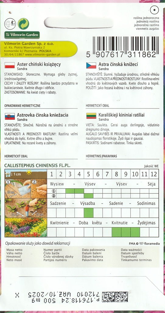 Astra čínská knížecí Sandra - růžová (pěstování) Astra čínská knížecí Sandra - růžová (pěstování)