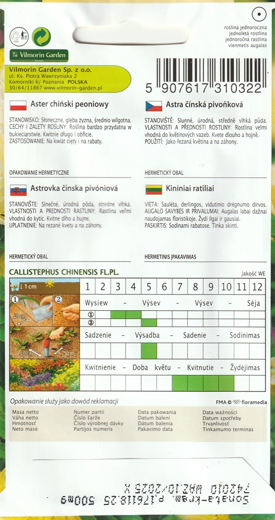 Astra čínská pivoňková Sonata - krémově žlutá (pěstování) Astra čínská pivoňková Sonata - krémově žlutá (pěstování)