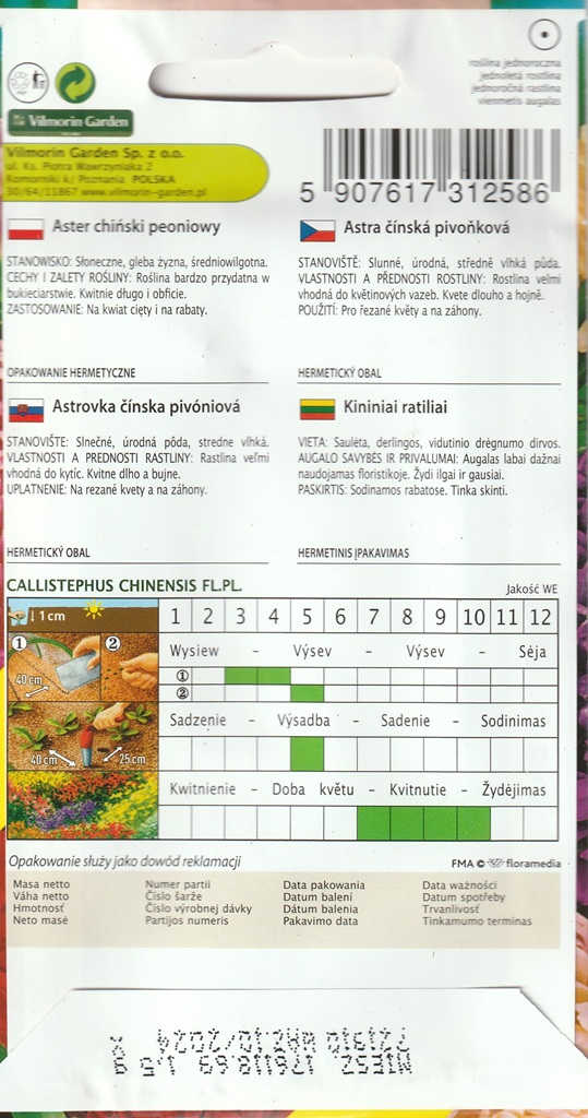 Astra čínská pivoňková - směs, o 50 % větší balení (pěstování) Astra čínská pivoňková - směs, o 50 % větší balení (pěstování)