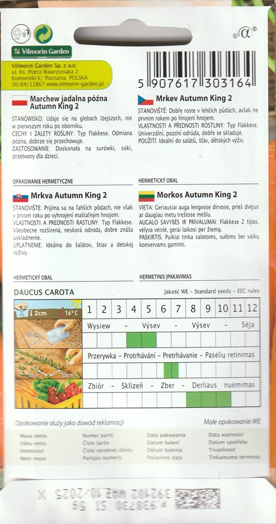 Mrkev obecná Autumn King 2 - pozdní, velmi dlouhá, typ Flakkese (pěstování) Mrkev obecná Autumn King 2 - pozdní, velmi dlouhá, typ Flakkese (pěstování)