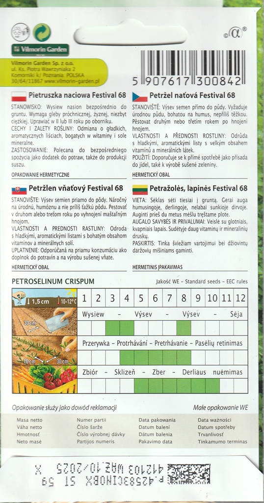 Petržel naťová Festival 68 - hladká, odolná padlí (pěstování) Petržel naťová Festival 68 - hladká, odolná padlí (pěstování)