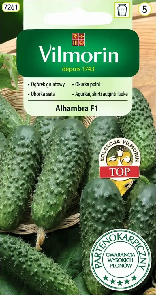 Okurka polní Alhambra F1 - nakládačka, hruboostná, partenokarpická, odolná plísni (Vilmorin) Okurka polní Alhambra F1 - nakládačka, hruboostná, partenokarpická, odolná plísni (Vilmorin)
