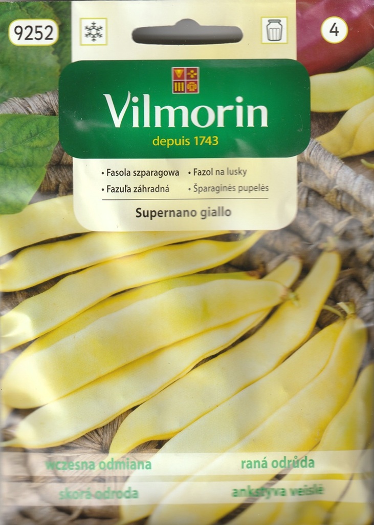 Fazol na lusky Supernano Giallo - trpasličí, světle žlutý, široké lusky (Vilmorin) Fazol na lusky Supernano Giallo - trpasličí, světle žlutý, široké lusky (Vilmorin)