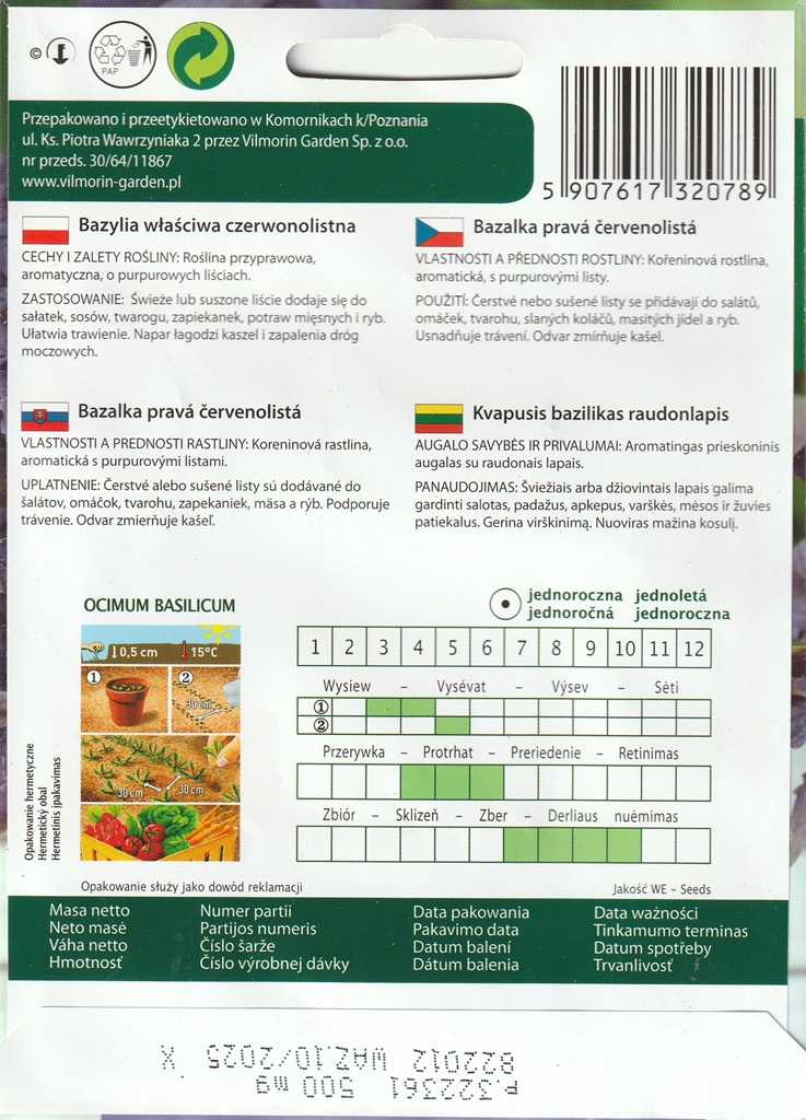 Bazalka pravá - červenolistá (pěstování) Bazalka pravá - červenolistá (pěstování)