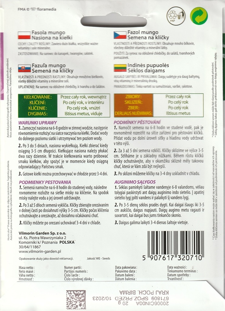 Fazol mungo - semena na klíčky (pěstování) Fazol mungo - semena na klíčky (pěstování)