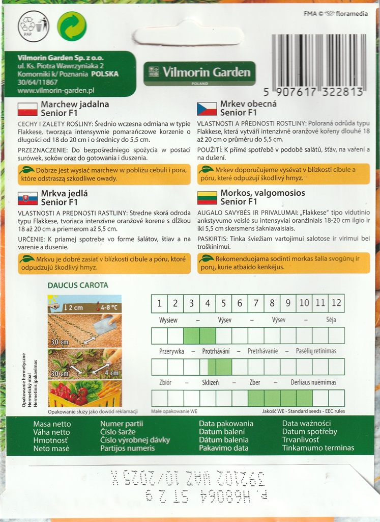 Mrkev obecná Senior F1 - poloraná, dlouhá, typ Flakkese (pěstování) Mrkev obecná Senior F1 - poloraná, dlouhá, typ Flakkese (pěstování)