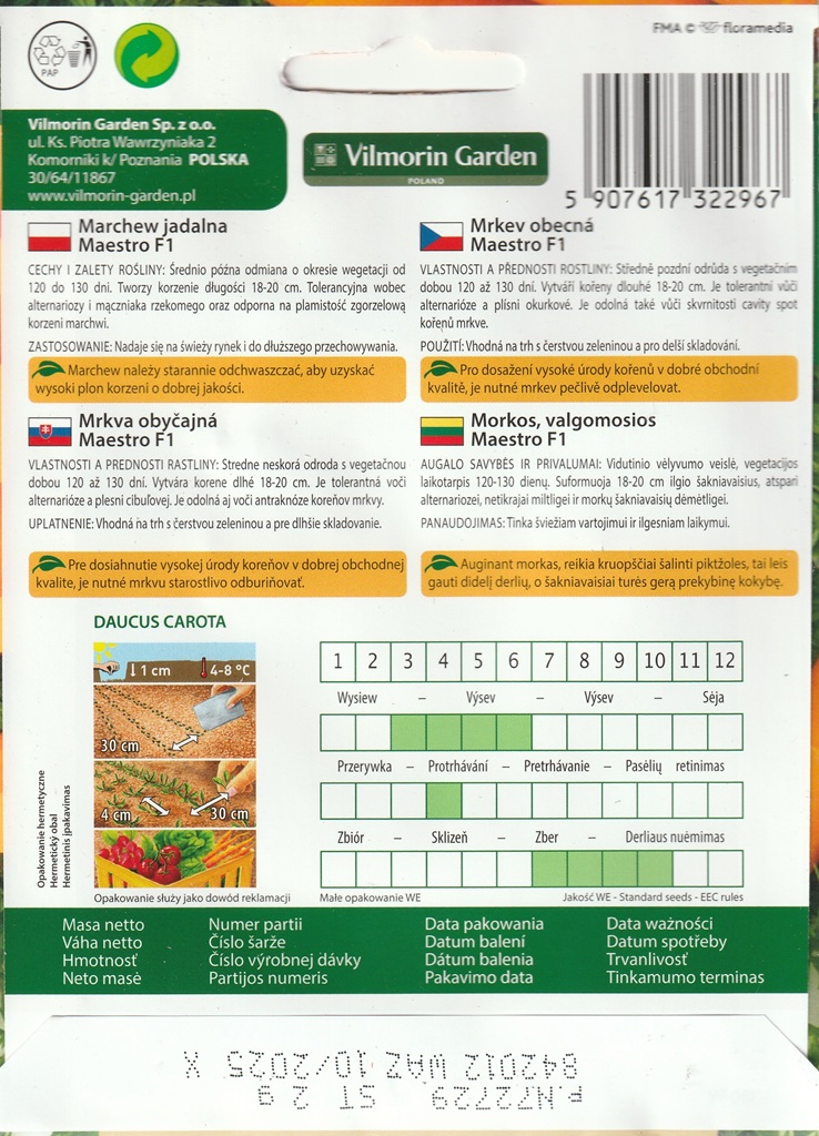 Mrkev obecná Maestro F1 - středně pozdní, typ Nantes (pěstování) Mrkev obecná Maestro F1 - středně pozdní, typ Nantes (pěstování)