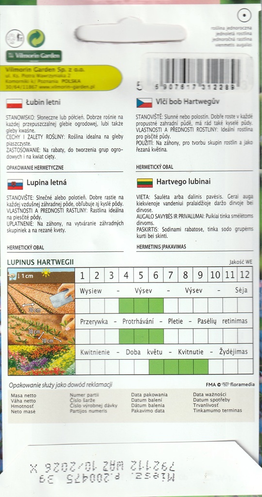 Vlčí bob Hartwegův - směs (pěstování) Vlčí bob Hartwegův - směs (pěstování)