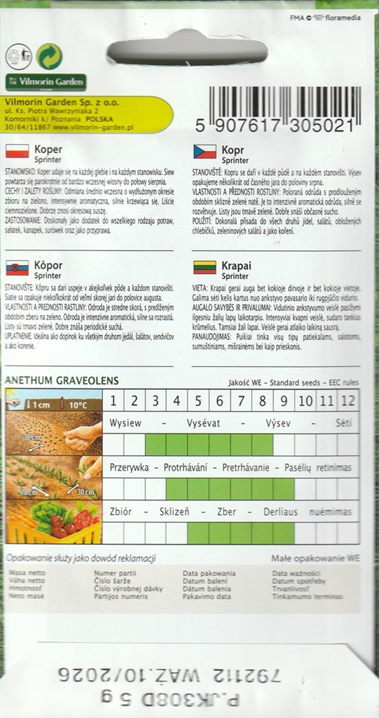 Kopr Sprinter - odolný k vykvétání, aromatický (pěstování) Kopr Sprinter - odolný k vykvétání, aromatický (pěstování)