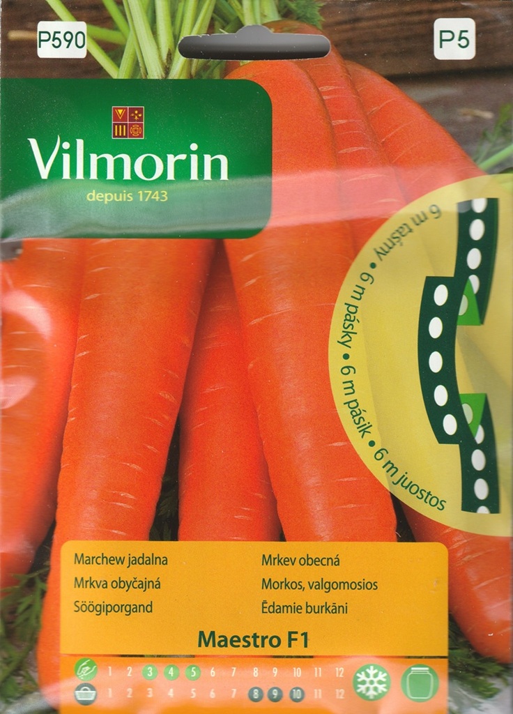 Mrkev Maestro F1 - typ Nantes, na výsevném pásku (Vilmorin) Mrkev Maestro F1 - typ Nantes, na výsevném pásku (Vilmorin)