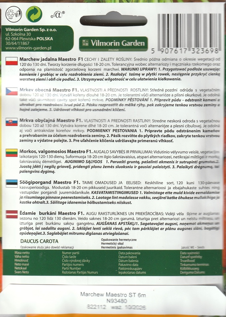 Mrkev Maestro F1 - typ Nantes, na výsevném pásku (pěstování) Mrkev Maestro F1 - typ Nantes, na výsevném pásku (pěstování)