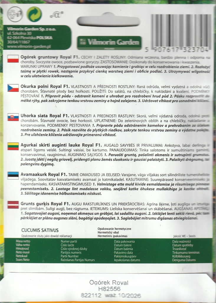 Okurka polní Royal F1 - nakládačka, hruboostná, na výsevném pásku (pěstování) Okurka polní Royal F1 - nakládačka, hruboostná, na výsevném pásku (pěstování)