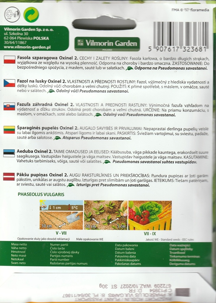 Fazol na lusky Oxinel 2 - keříčkový, zelený (pěstování) Fazol na lusky Oxinel 2 - keříčkový, zelený (pěstování)