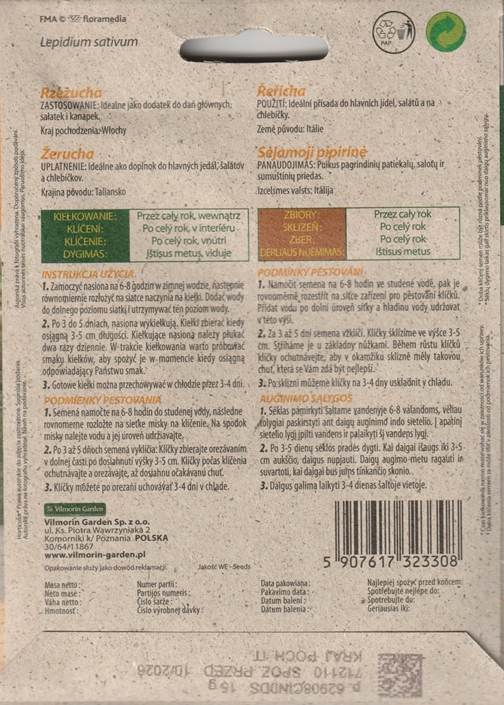 Řeřicha - BIO semena na klíčky (pěstování) Řeřicha - BIO semena na klíčky (pěstování)