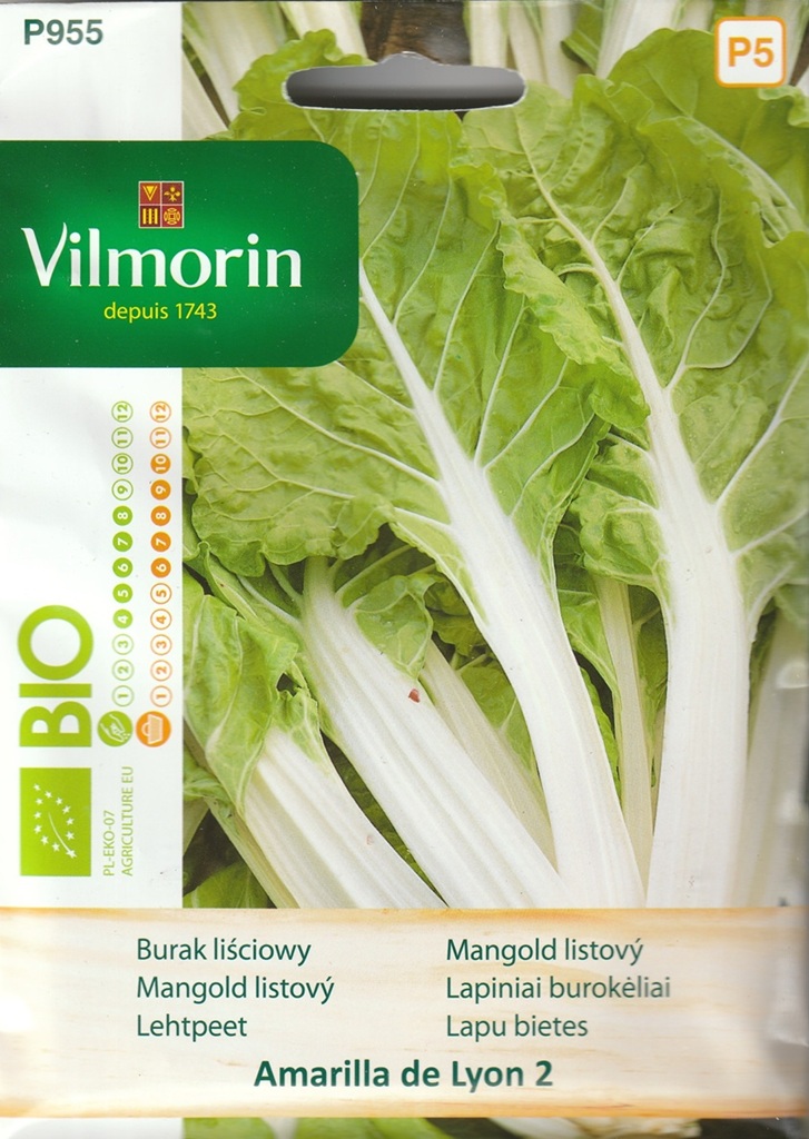 Mangold listový Amarilla de Lyon 2 - žlutozelený, řapíkatý, BIO (Vilmorin) Mangold listový Amarilla de Lyon 2 - žlutozelený, řapíkatý, BIO (Vilmorin)