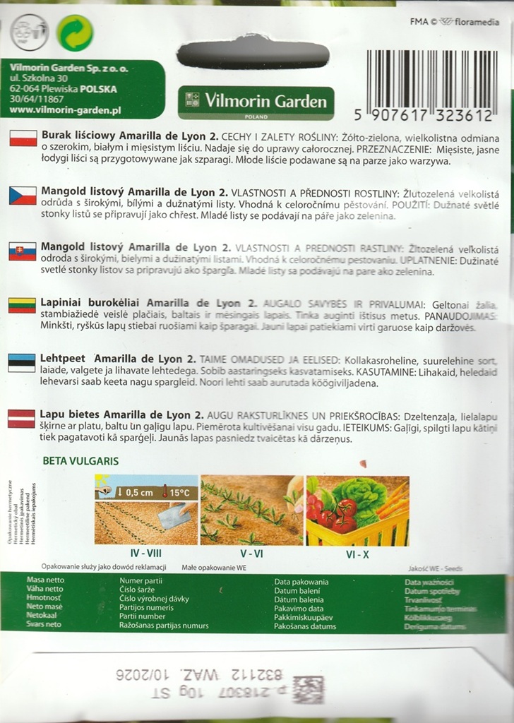 Mangold listový Amarilla de Lyon 2 - žlutozelený, řapíkatý, BIO (pěstování) Mangold listový Amarilla de Lyon 2 - žlutozelený, řapíkatý, BIO (pěstování)