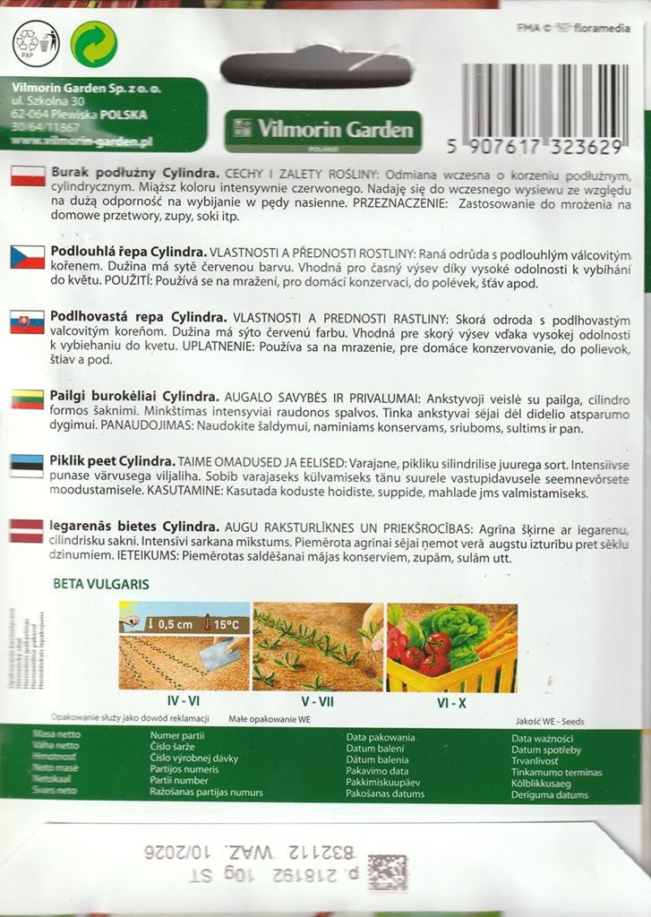 Červená řepa Cylindra - podlouhlá, tmavě červená, BIO (pěstování) Červená řepa Cylindra - podlouhlá, tmavě červená, BIO (pěstování)