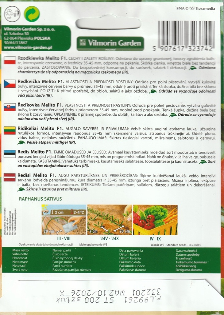 Ředkvička Melito F1 - červená, kulatá, odolná praskání (pěstování) Ředkvička Melito F1 - červená, kulatá, odolná praskání (pěstování)