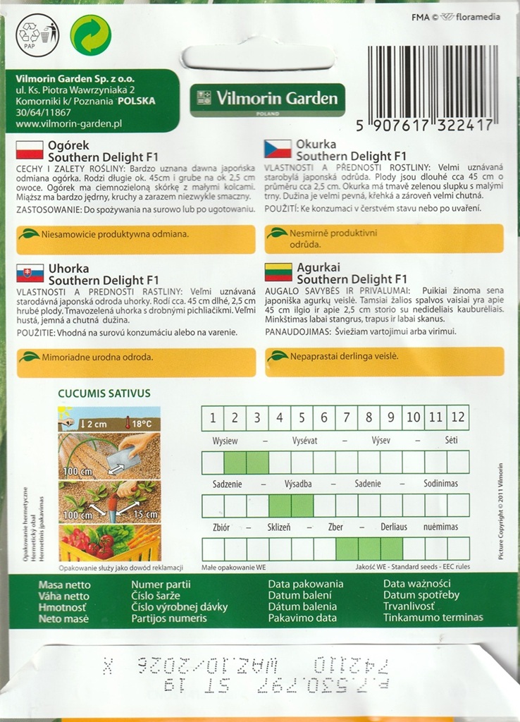 Okurka salátová Southern Delight F1 - japonská, dlouhá (pěstování)
