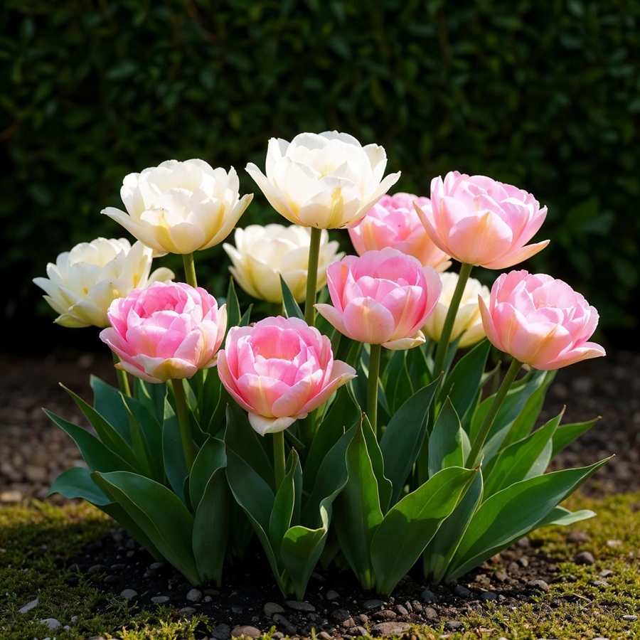 Tulipán Double Sensation (plnokvětý, růžový a bílý) Tulipán Double Sensation (plnokvětý, růžový a bílý)