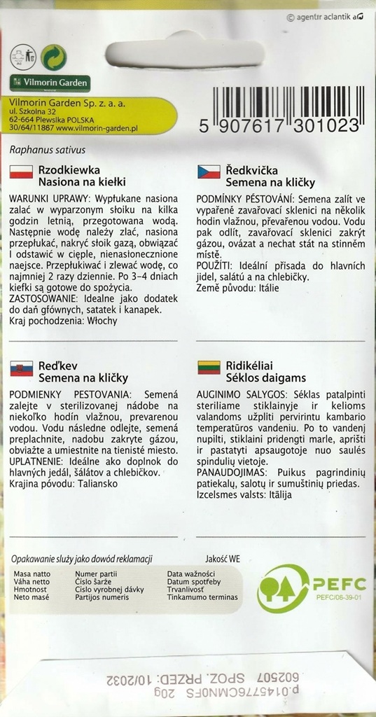 Ředkvička - semena na klíčky (pěstování) Ředkvička - semena na klíčky (pěstování)